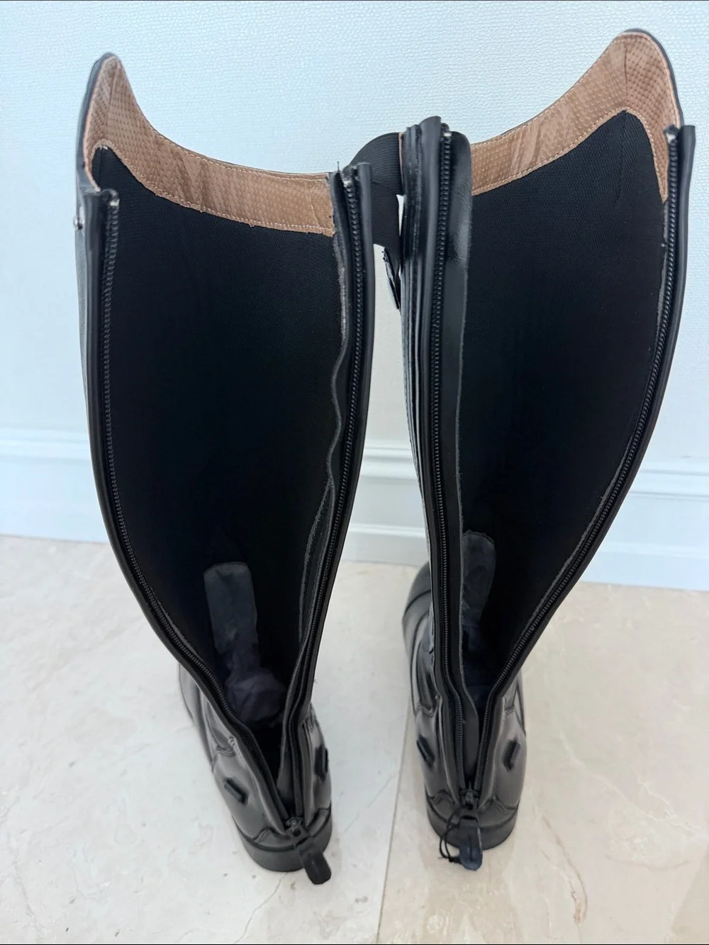 HORZE KIDS Tall Equestrian-Style Leather Boots - Black, Size 37 ( Big Kid 5-5,5)